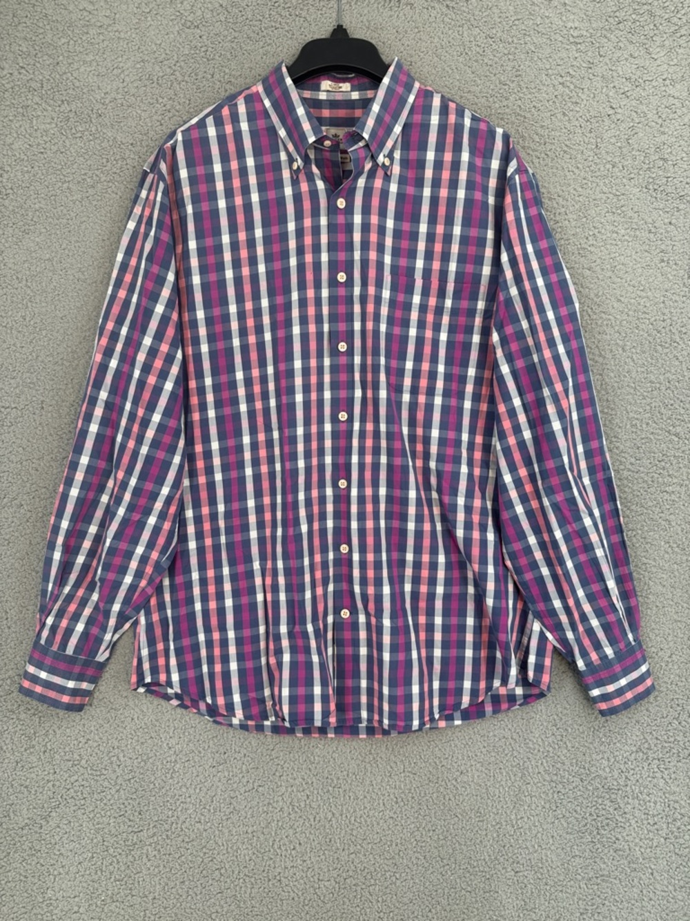 Peter Millar weekender wash Men's Large Plaid long sleeve Button Down Shirt Blue